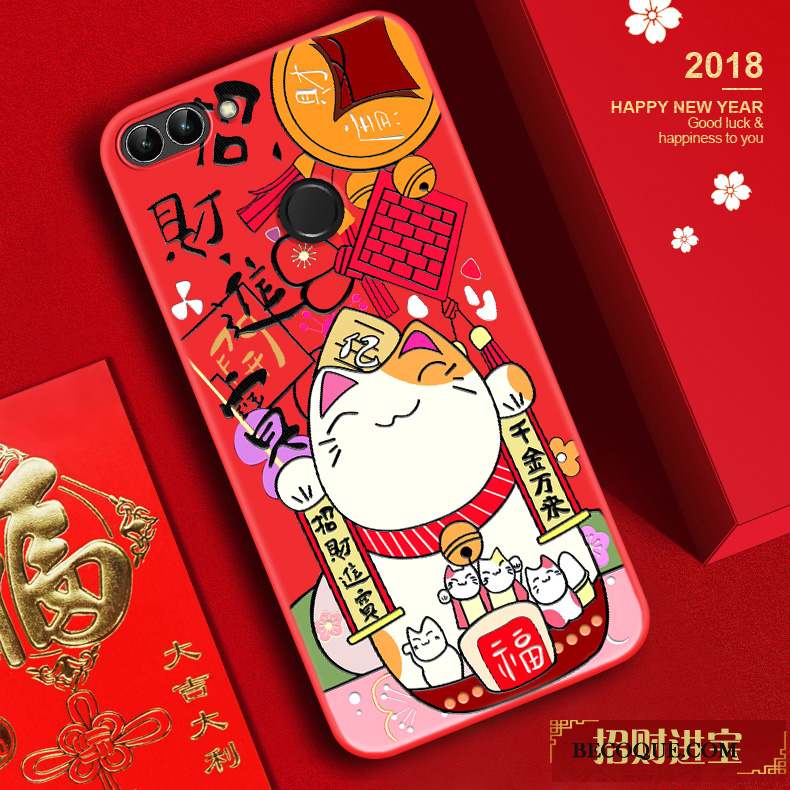 Huawei P Smart Tendance Fluide Doux Coque De Téléphone Rouge Silicone Chat