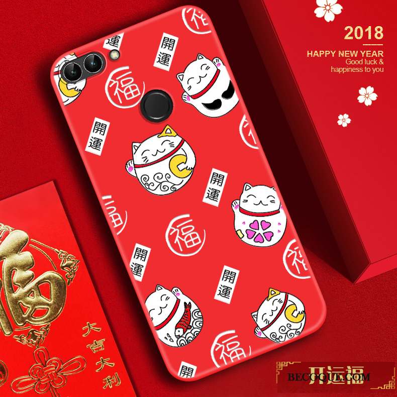 Huawei P Smart Tendance Fluide Doux Coque De Téléphone Rouge Silicone Chat