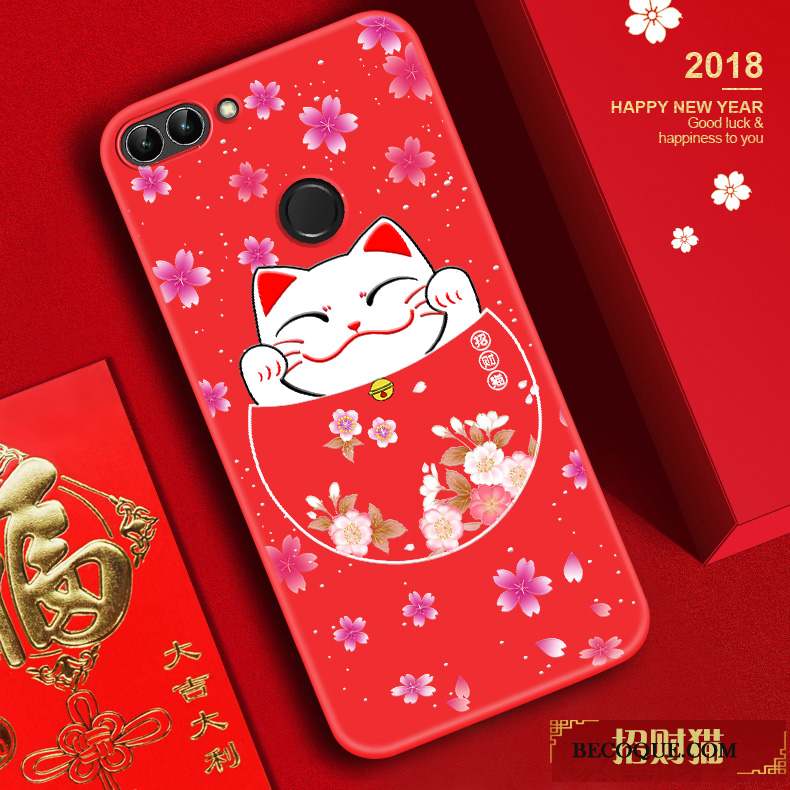 Huawei P Smart Tendance Fluide Doux Coque De Téléphone Rouge Silicone Chat