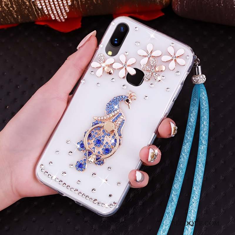 Huawei P Smart+ Transparent Étui Fluide Doux Coque De Téléphone Support Strass