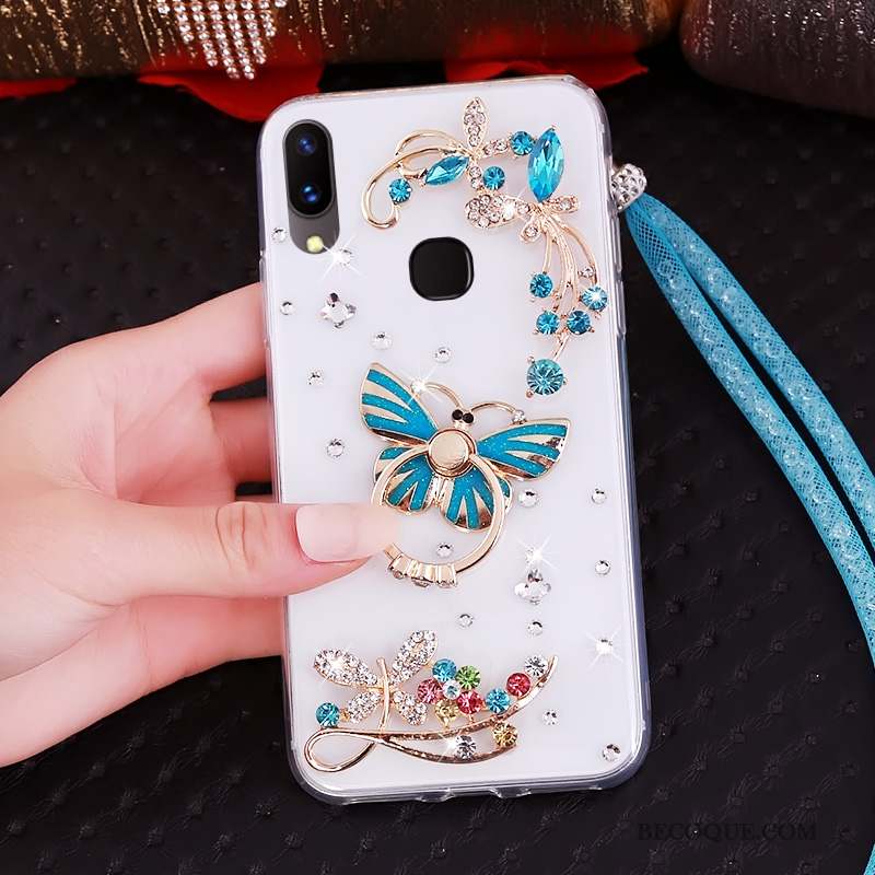 Huawei P Smart+ Transparent Étui Fluide Doux Coque De Téléphone Support Strass