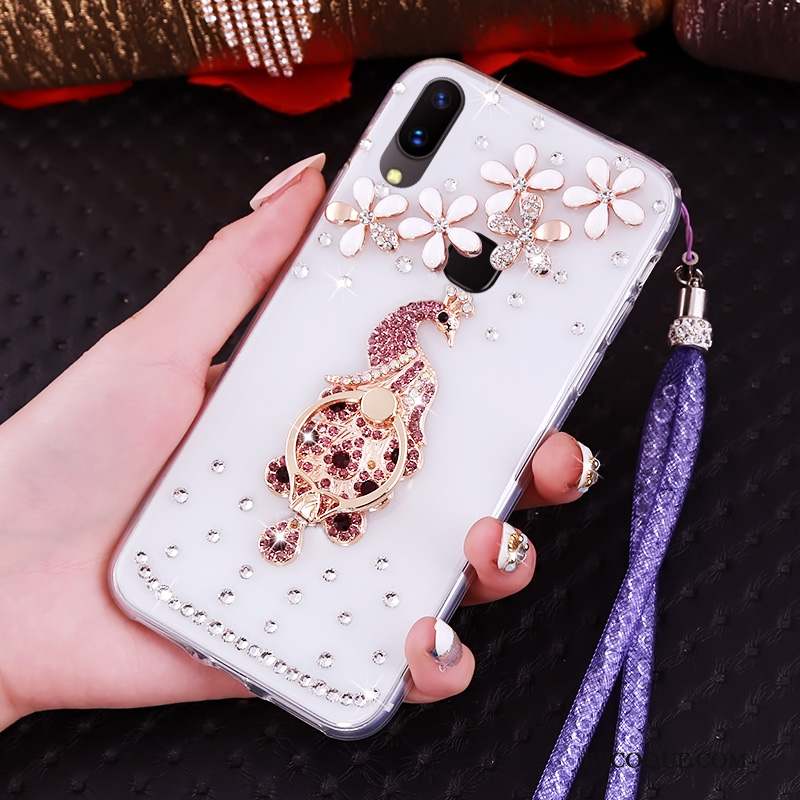 Huawei P Smart+ Transparent Étui Fluide Doux Coque De Téléphone Support Strass