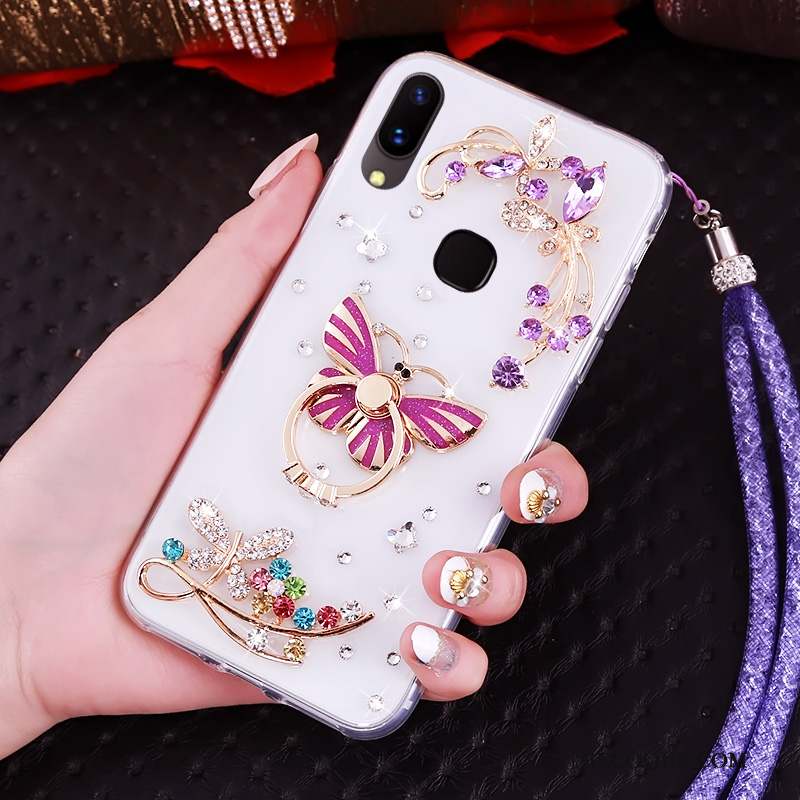 Huawei P Smart+ Transparent Étui Fluide Doux Coque De Téléphone Support Strass