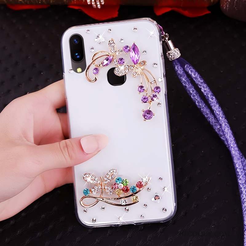 Huawei P Smart+ Transparent Étui Fluide Doux Coque De Téléphone Support Strass