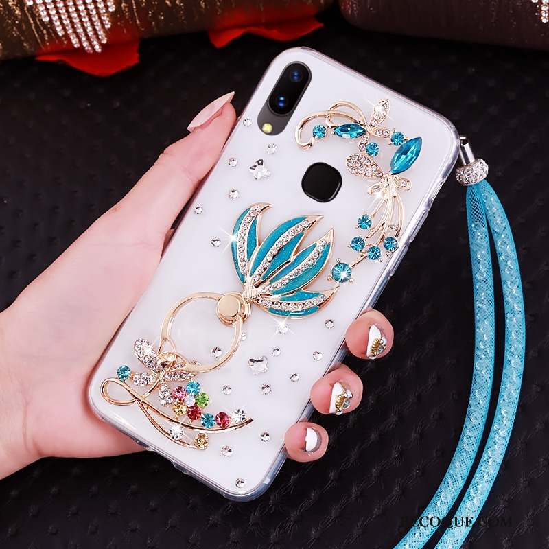 Huawei P Smart+ Transparent Étui Fluide Doux Coque De Téléphone Support Strass