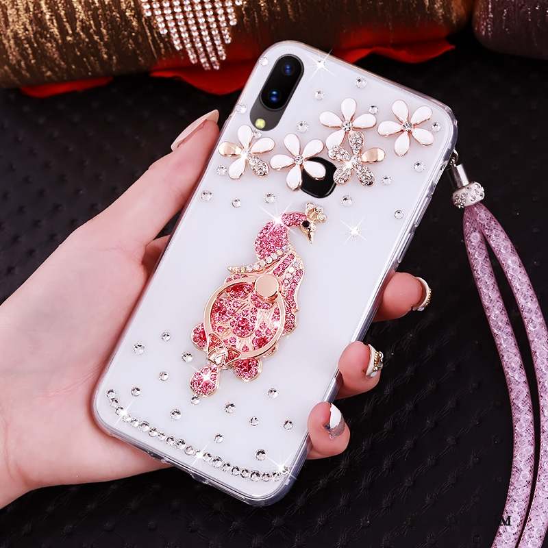 Huawei P Smart+ Transparent Étui Fluide Doux Coque De Téléphone Support Strass