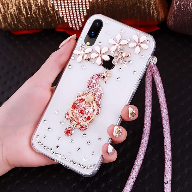 Huawei P Smart+ Transparent Étui Fluide Doux Coque De Téléphone Support Strass