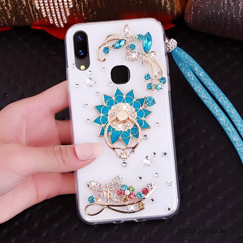 Huawei P Smart+ Transparent Étui Fluide Doux Coque De Téléphone Support Strass