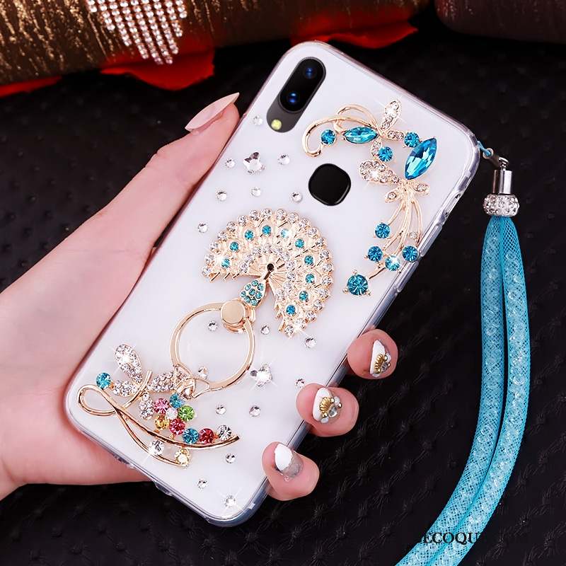 Huawei P Smart+ Transparent Étui Fluide Doux Coque De Téléphone Support Strass