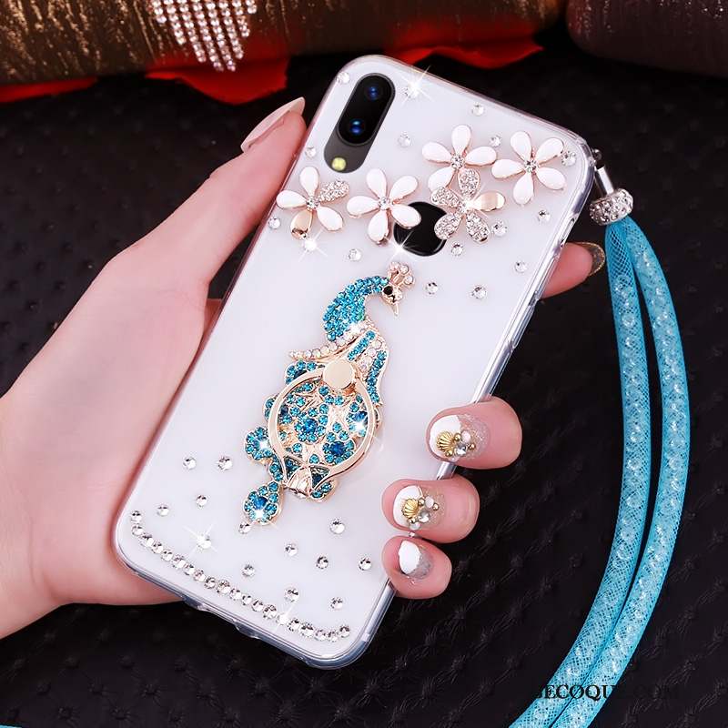 Huawei P Smart+ Transparent Étui Fluide Doux Coque De Téléphone Support Strass