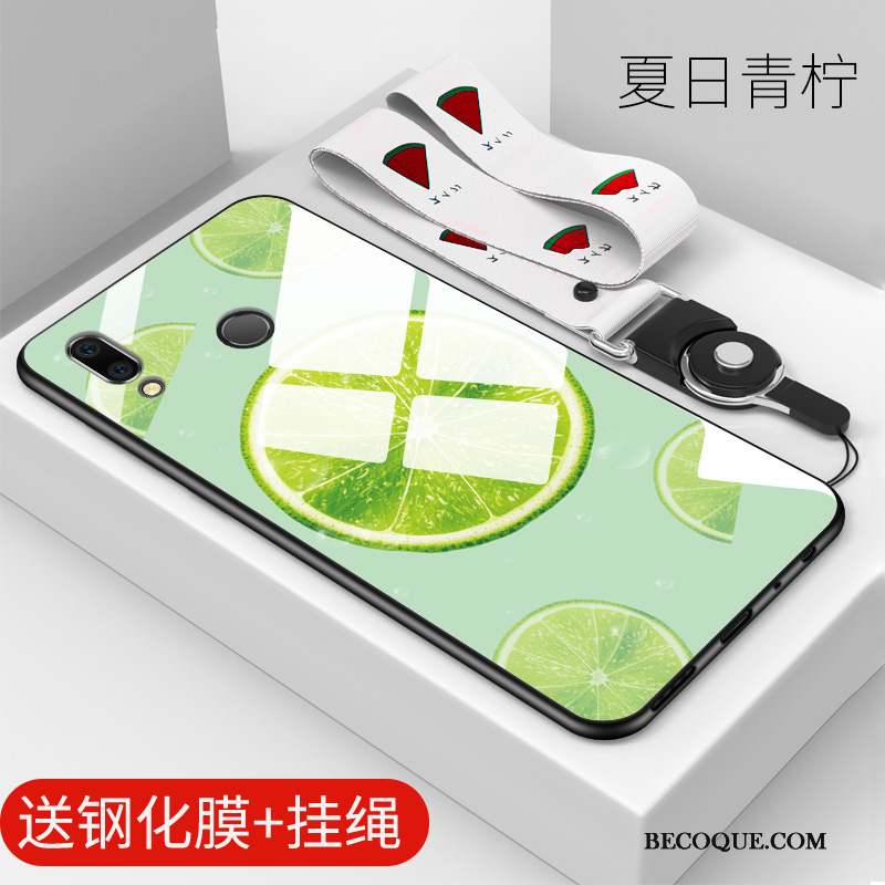 Huawei P Smart+ Téléphone Portable Blanc Créatif Coque De Téléphone Verre Trempé Silicone