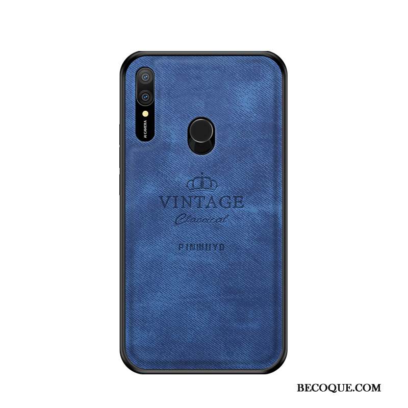 Huawei P Smart Z Coque Bleu Marin Étui Tout Compris Personnalité Modèle Fleurie Tissu