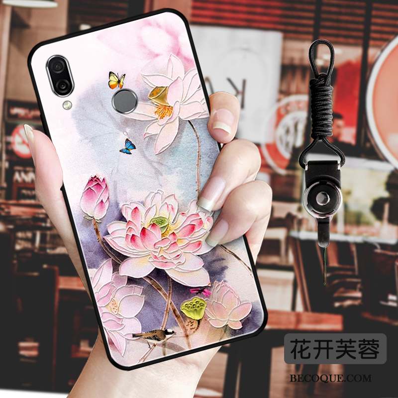 Huawei P Smart Z Coque De Téléphone Gaufrage Étui Vintage Ornements Suspendus Fleur