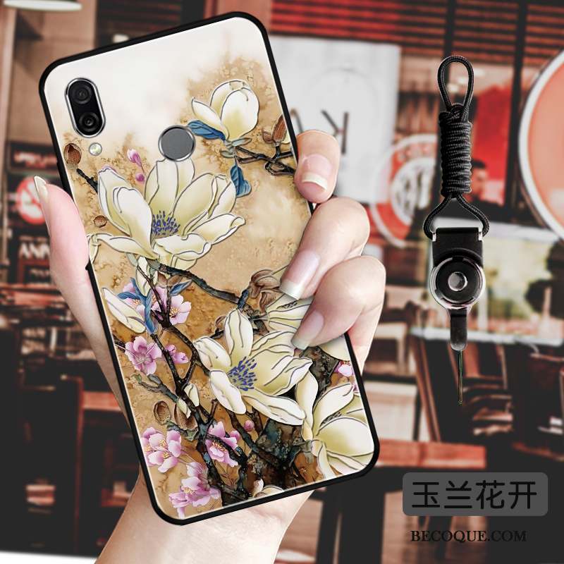 Huawei P Smart Z Coque De Téléphone Gaufrage Étui Vintage Ornements Suspendus Fleur