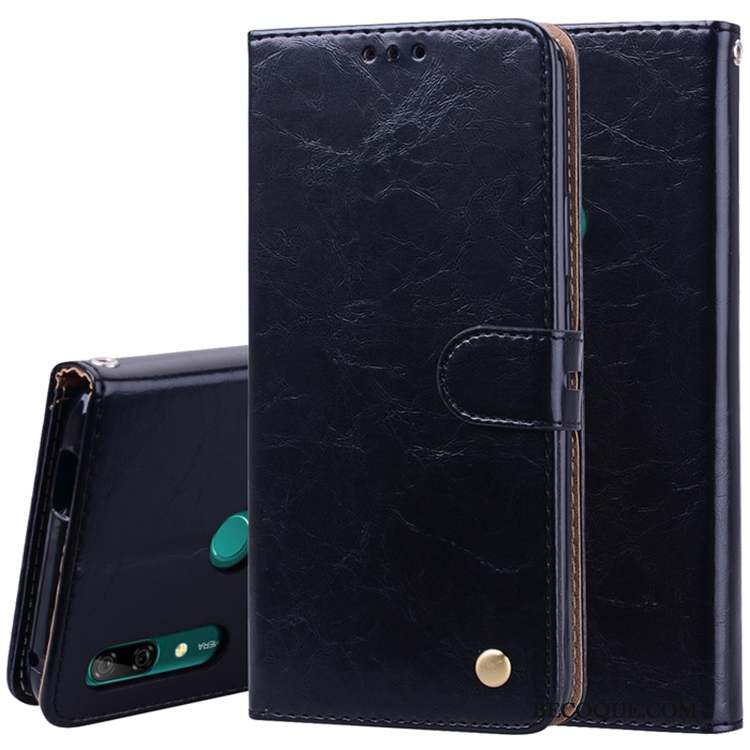 Huawei P Smart Z Tendance Noir Étui En Cuir Coque De Téléphone