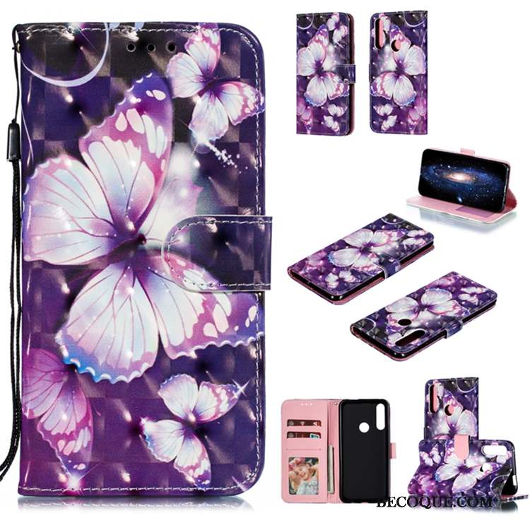 Huawei P Smart Z Étui En Cuir Violet Coque De Téléphone