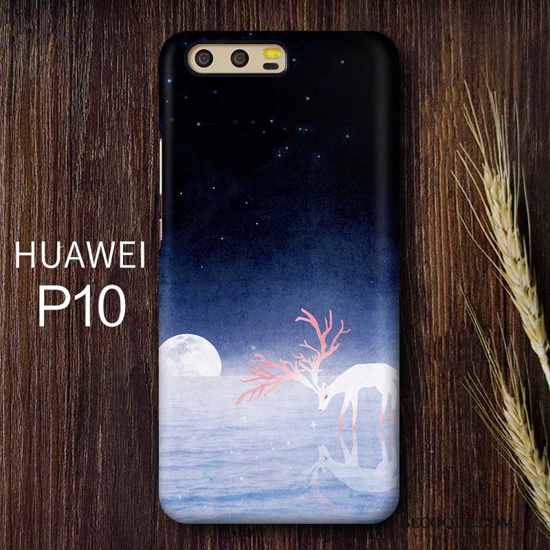 Huawei P10 Art Délavé En Daim Difficile Coque De Téléphone Personnalité Bleu