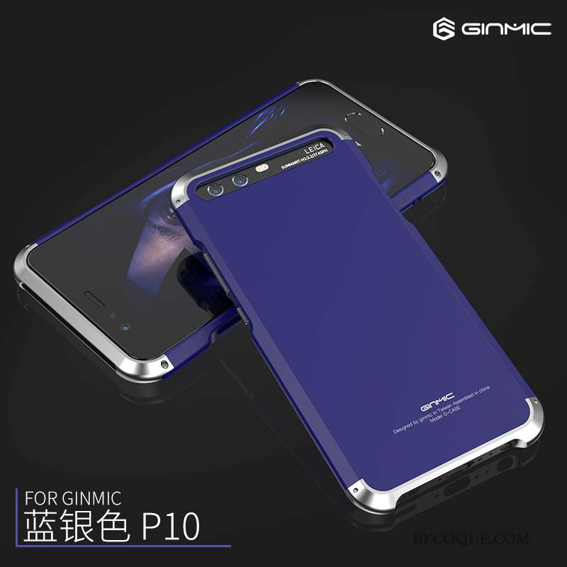 Huawei P10 Coque Border Personnalité Incassable Créatif Bleu Métal