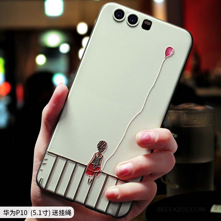 Huawei P10 Coque De Téléphone Blanc Fluide Doux Silicone Art Simple