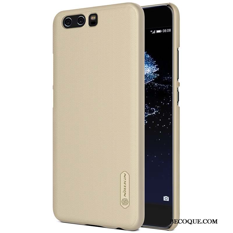 Huawei P10 Coque Délavé En Daim Difficile Étui Or Blanc Incassable