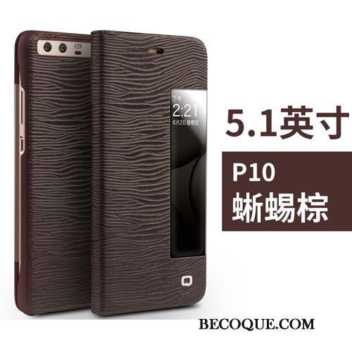 Huawei P10 Coque Housse Étui Pu Téléphone Portable Noir Protection