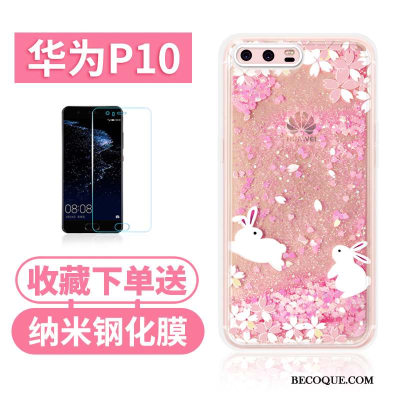 Huawei P10 Coque Incassable Rose Étui Silicone Tendance Quicksand