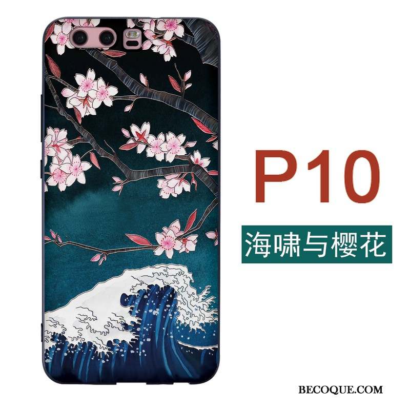 Huawei P10 Coque Japonais Silicone Fluide Doux Étui Chat Grue