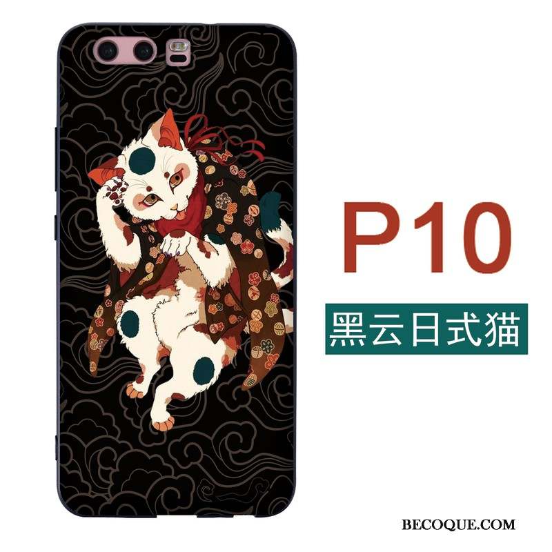 Huawei P10 Coque Japonais Silicone Fluide Doux Étui Chat Grue