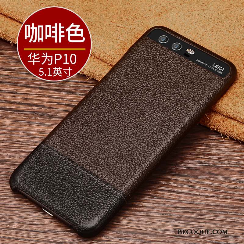 Huawei P10 Coque Modèle Fleurie Business Cuir Véritable Casual Étui Protection