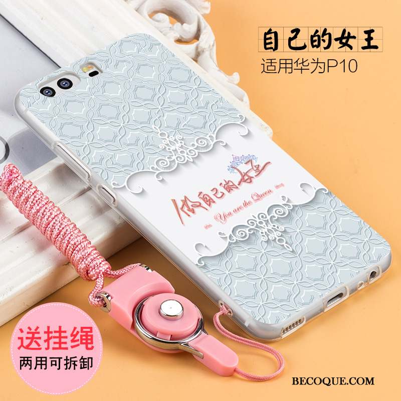 Huawei P10 Coque Personnalité Incassable Blanc Créatif Gaufrage Fluide Doux