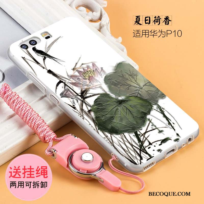 Huawei P10 Coque Personnalité Incassable Blanc Créatif Gaufrage Fluide Doux