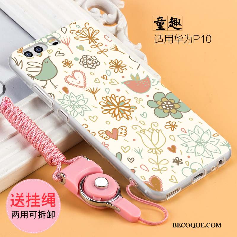 Huawei P10 Coque Personnalité Incassable Blanc Créatif Gaufrage Fluide Doux