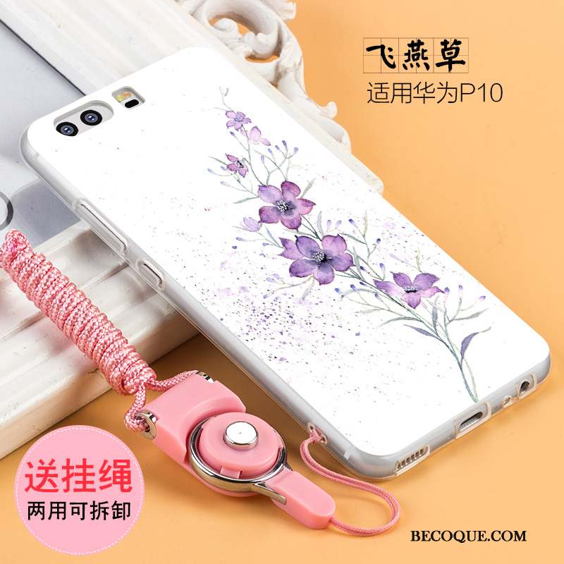 Huawei P10 Coque Personnalité Incassable Blanc Créatif Gaufrage Fluide Doux