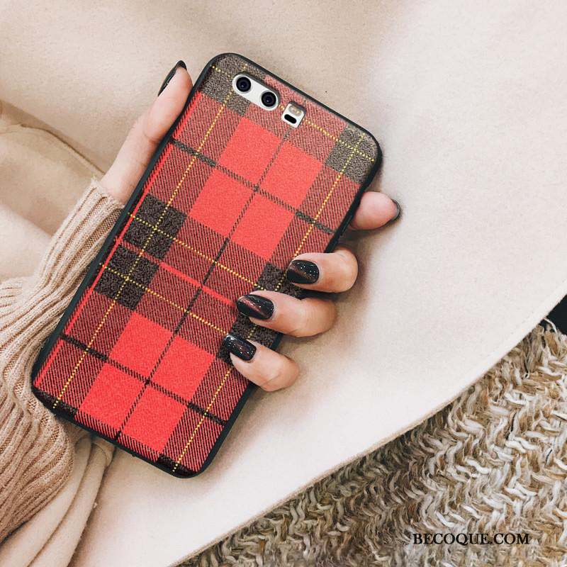 Huawei P10 Coque Personnalité Incassable Tendance Vintage Rouge Marque De Tendance