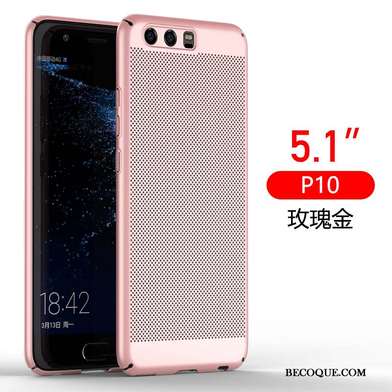 Huawei P10 Coque Rose Refroidissement Étui Respirant Délavé En Daim Protection