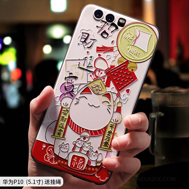 Huawei P10 Coque Tout Compris Tendance Dessin Animé Délavé En Daim Charmant Créatif