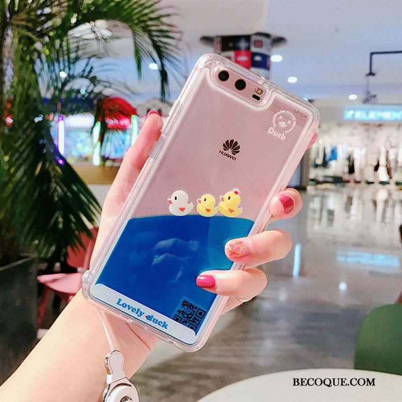 Huawei P10 Coque Transparent Bleu Couler Canard Liquide