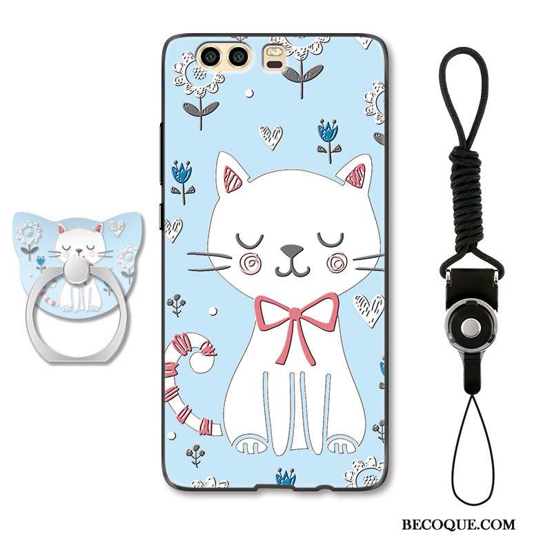 Huawei P10 Coque Étui Bleu Clair Dessin Animé Protection Tout Compris Ornements Suspendus