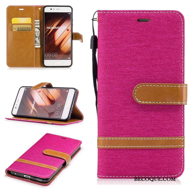 Huawei P10 Coque Étui En Cuir Téléphone Portable Portefeuille Carte Rouge Incassable