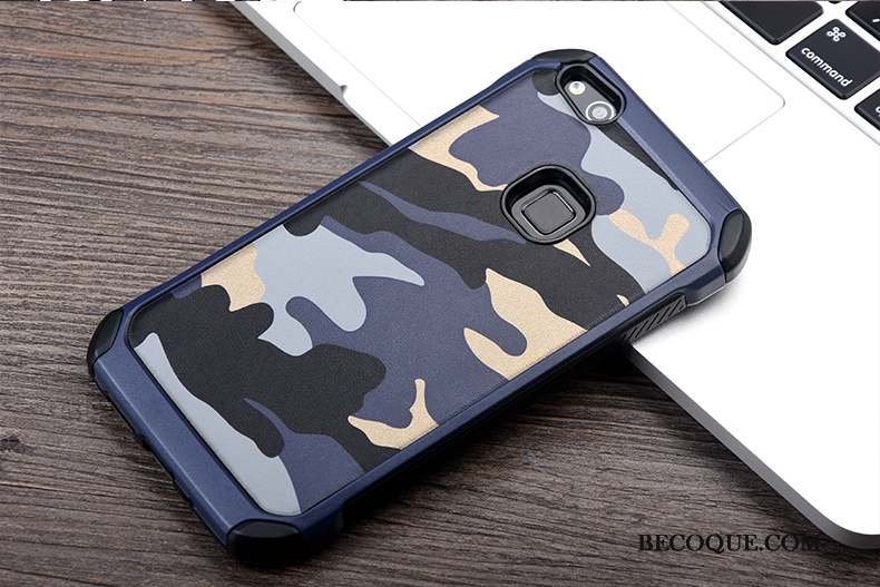 Huawei P10 Lite Camouflage Silicone Bleu Fluide Doux Incassable Coque De Téléphone