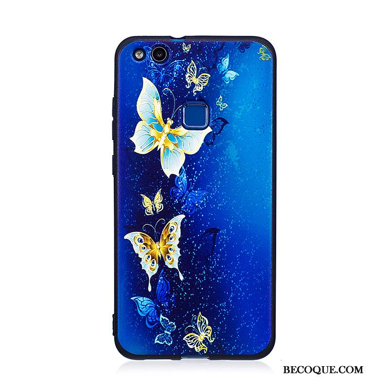 Huawei P10 Lite Coque Gaufrage Protection Tendance Étui Peinture Noir