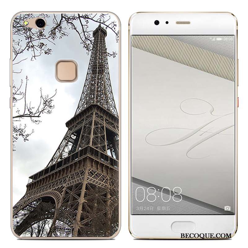 Huawei P10 Lite Coque Peinture Transparent Gris Téléphone Portable Protection Dessin Animé