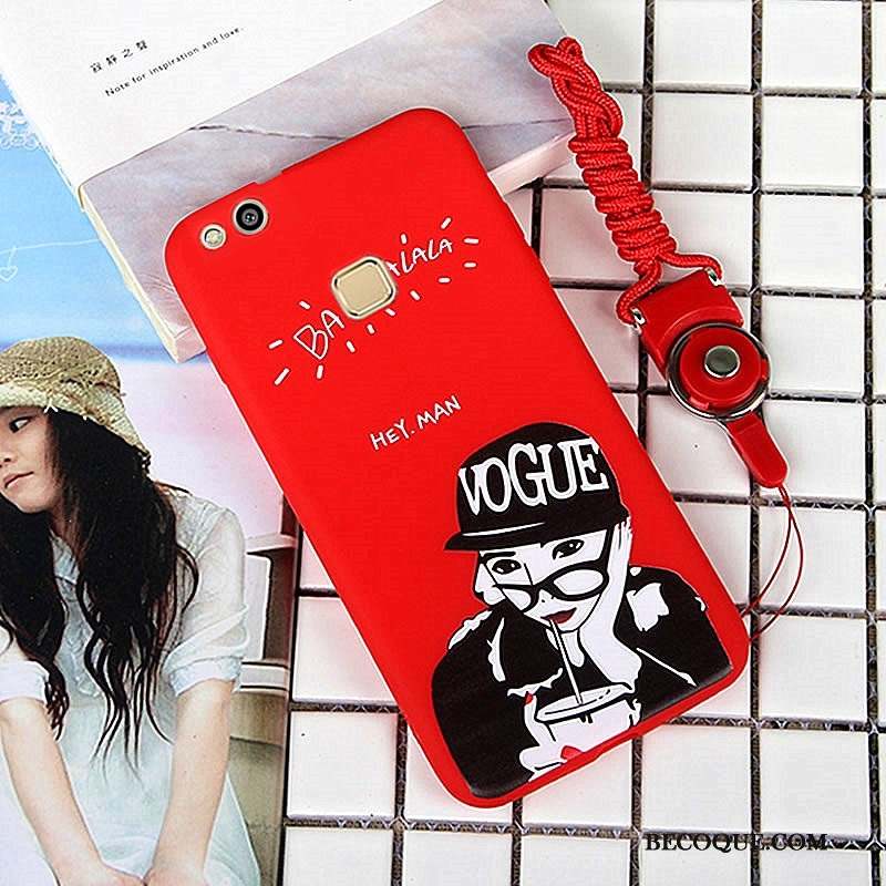 Huawei P10 Lite Coque Rouge Protection Jeunesse Ornements Suspendus Dessin Animé Étui