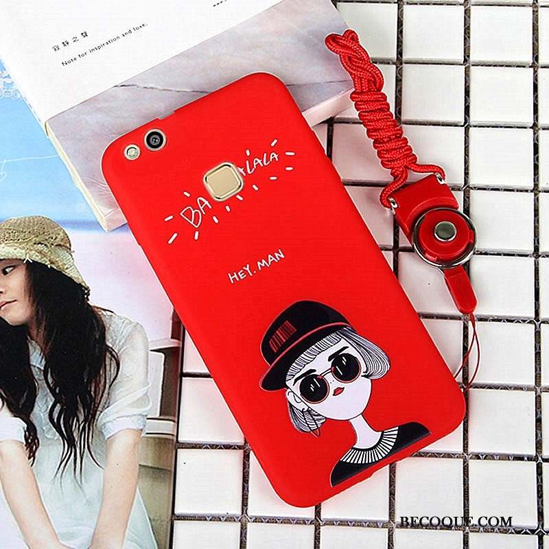 Huawei P10 Lite Coque Rouge Protection Jeunesse Ornements Suspendus Dessin Animé Étui
