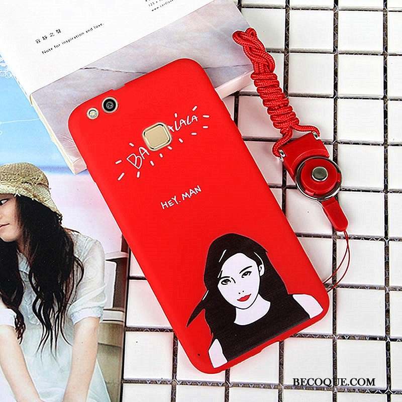 Huawei P10 Lite Coque Rouge Protection Jeunesse Ornements Suspendus Dessin Animé Étui
