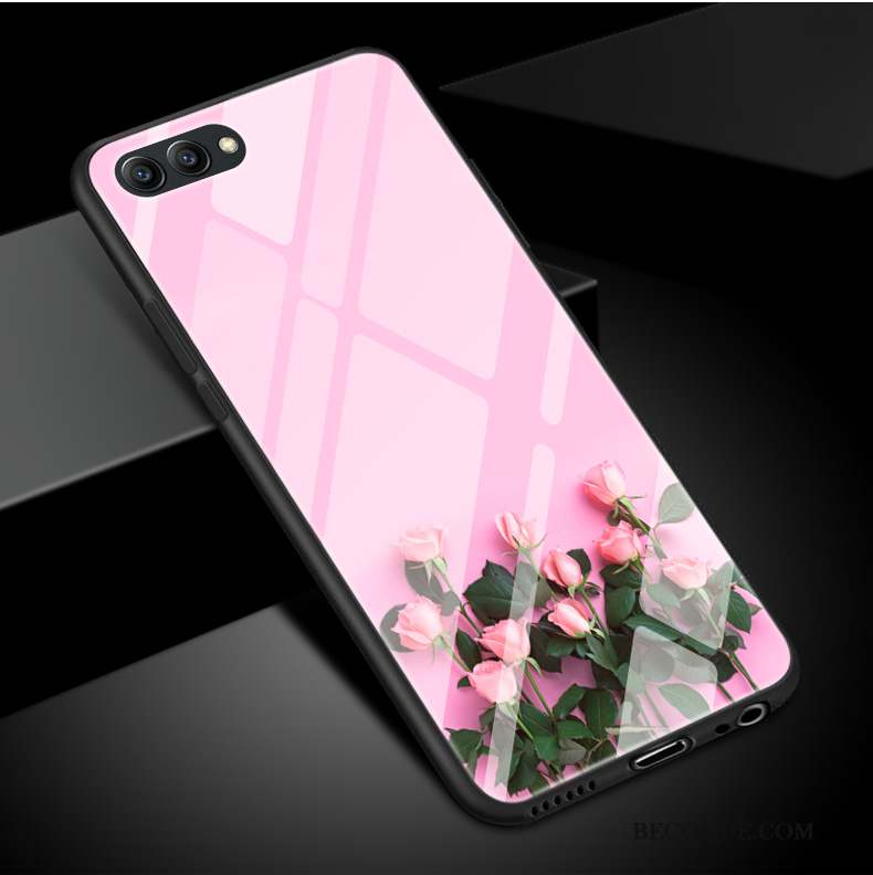 Huawei P10 Plus Blanc Rose Silicone Simple Verre Coque De Téléphone