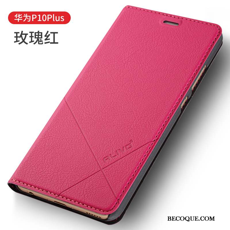 Huawei P10 Plus Clamshell Coque Étui En Cuir De Téléphone Rouge Incassable
