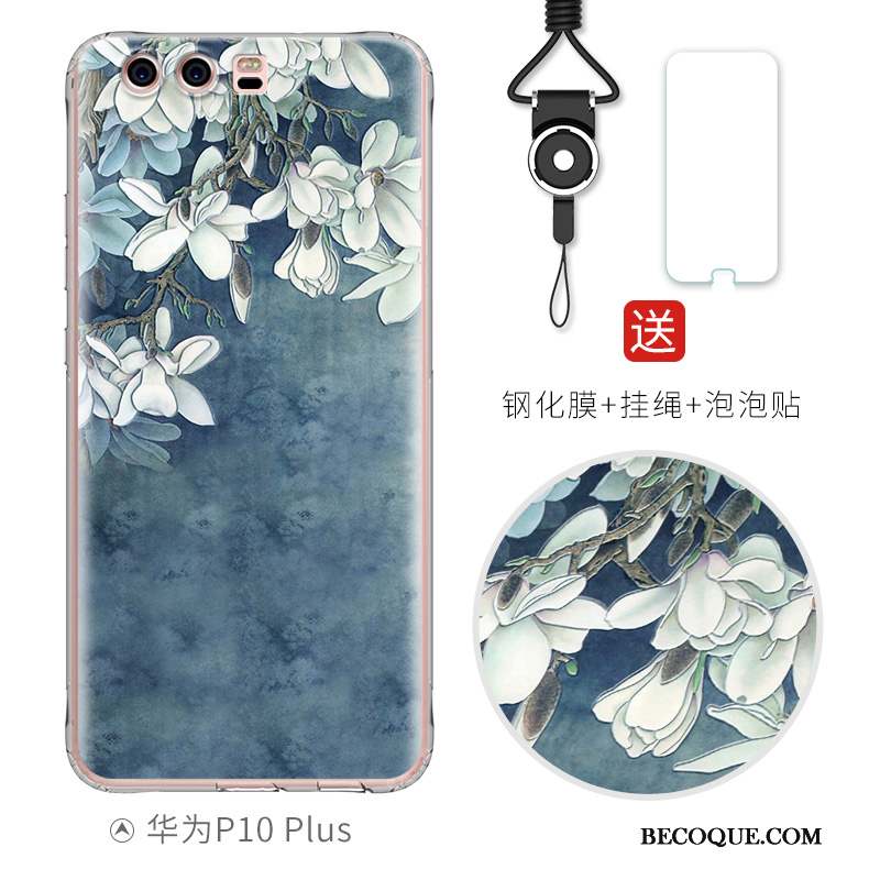 Huawei P10 Plus Coque Charmant Fluide Doux Bleu Clair Silicone Dessin Animé Gaufrage