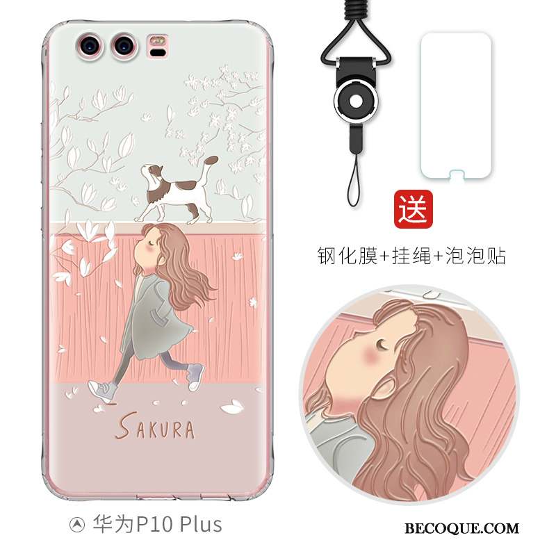 Huawei P10 Plus Coque Charmant Fluide Doux Bleu Clair Silicone Dessin Animé Gaufrage