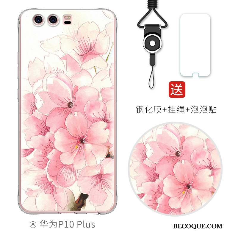 Huawei P10 Plus Coque Charmant Fluide Doux Bleu Clair Silicone Dessin Animé Gaufrage